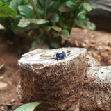 East-West Dainty Oval Blue Sapphire Engagement Ring
