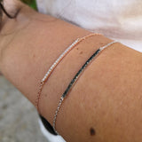 Dainty Diamond Bar Bracelet - Genuine Diamond Wedding Jewelry
