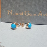 Natural Arizona Turquoise Earrings - Sleeping Beauty Bezel Studs