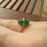 Natural Raw Colombian Emerald Solitaire Engagement Ring - Unique Raw Gemstone Statement Ring