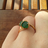 Natural Raw Colombian Emerald Solitaire Engagement Ring - Unique Raw Gemstone Statement Ring