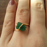 Natural Raw Colombian Emerald Solitaire Engagement Ring - Unique Raw Gemstone Statement Ring