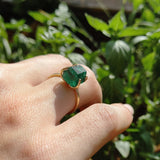 Raw Colombian Emerald Solitaire Engagement Ring - Unique Nature-Inspired May Birthstone Ring