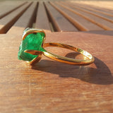Nature-Inspired Emerald Engagement Ring - Natural Raw Colombian Emerald Solitaire Ring