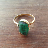 Nature-Inspired Emerald Engagement Ring - Natural Raw Colombian Emerald Solitaire Ring