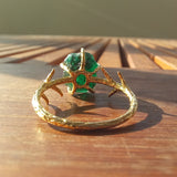 Raw Colombian Emerald Solitaire Engagement Ring - Unique May Birthstone Statement Piece - Nature Branch Inspired Handmade Fine Jewelry