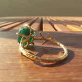 Raw Colombian Emerald Solitaire Engagement Ring - Unique May Birthstone Statement Piece - Nature Branch Inspired Handmade Fine Jewelry