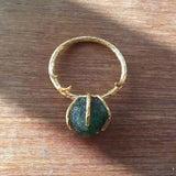 Raw Colombian Emerald Solitaire Engagement Ring - Unique May Birthstone Statement Piece - Nature Branch Inspired Handmade Fine Jewelry