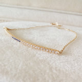 Elonged Sapphire & Diamond Bar Bracelet - Dainty Double Birthstone Pave Bracelet