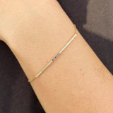 Elonged Sapphire & Diamond Bar Bracelet - Dainty Double Birthstone Pave Bracelet