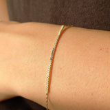 Elonged Sapphire & Diamond Bar Bracelet - Dainty Double Birthstone Pave Bracelet