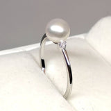 Minimalist Natural Pearl & Diamond Engagement Ring