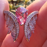 Genuine Large Pink Old-Cut Sapphire and Diamond Engagement Rings Set