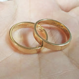 Simple 3 mm Flat Solid Gold Ring – Engraved Wedding Bands for Couples