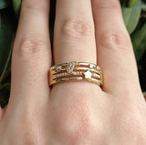 Unique Diamond Ring in 18K Gold - " Twinkling Diamond Moon and Stars"