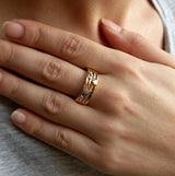 Unique Diamond Ring in 18K Gold - " Twinkling Diamond Moon and Stars"