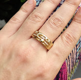 Unique Diamond Ring in 18K Gold - " Twinkling Diamond Moon and Stars"