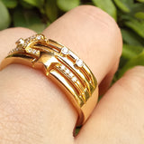 Unique Diamond Ring in 18K Gold - " Twinkling Diamond Moon and Stars"