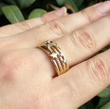 Unique Diamond Ring in 18K Gold - " Twinkling Diamond Moon and Stars"