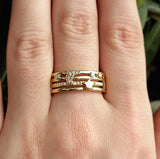 Unique Diamond Ring in 18K Gold - " Twinkling Diamond Moon and Stars"