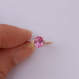 Dainty Genuine Oval Pink Sapphire and Diamond Engagement Ring
