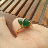 Natural Raw Colombian Emerald Solitaire Engagement Ring - Unique Raw Gemstone Statement Ring