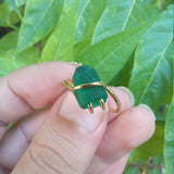 Natural Raw Colombian Emerald Solitaire Engagement Ring - Unique Raw Gemstone Statement Ring