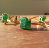 Raw Colombian Emerald Solitaire Engagement Ring - Unique Nature-Inspired May Birthstone Ring