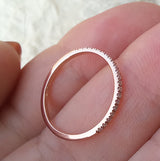 Thin Half Eternity Pave Diamond Band – 1.2 mm Dainty Diamond Wedding Band
