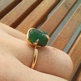 Nature-Inspired Emerald Engagement Ring - Natural Raw Colombian Emerald Solitaire Ring