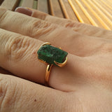 Nature-Inspired Emerald Engagement Ring - Natural Raw Colombian Emerald Solitaire Ring