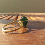 Raw Colombian Emerald Solitaire Engagement Ring - Unique May Birthstone Statement Piece - Nature Branch Inspired Handmade Fine Jewelry