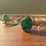Raw Colombian Emerald Solitaire Engagement Ring - Unique May Birthstone Statement Piece - Nature Branch Inspired Handmade Fine Jewelry
