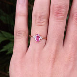 Dainty Genuine Oval Pink Sapphire and Diamond Engagement Ring
