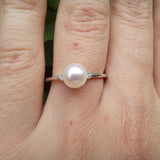 Minimalist Natural Pearl & Diamond Engagement Ring