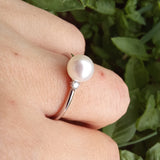 Minimalist Natural Pearl & Diamond Engagement Ring