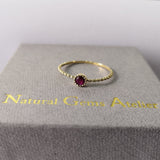 Milgrain Bezel Ruby Engagement Ring – Small Beaded stacking Ruby Ring – Simple genuine Ruby Ring - Natural July Birthstone Solid Gold Ring