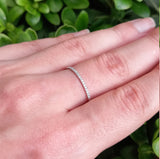 Thin Half Eternity Pave Diamond Band – 1.2 mm Dainty Diamond Wedding Band