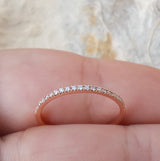Thin Half Eternity Pave Diamond Band – 1.2 mm Dainty Diamond Wedding Band