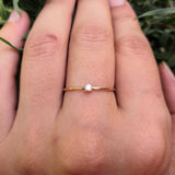 Dainty Simple Diamond Engagement Ring - Handmade Thin Solid 18k Gold Promise Ring