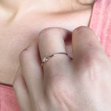 Dainty Simple Diamond Engagement Ring - Handmade Thin Solid 18k Gold Promise Ring
