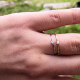 Dainty Simple Diamond Engagement Ring - Handmade Thin Solid 18k Gold Promise Ring