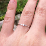 Dainty Simple Diamond Engagement Ring - Handmade Thin Solid 18k Gold Promise Ring
