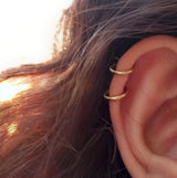 Hoop Huggie Earrings - Dainty 18K Gold Hoops