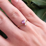 Pear-Shaped Pink Sapphire Chevron Engagement Ring