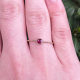 Milgrain Bezel Ruby Engagement Ring – Small Beaded stacking Ruby Ring – Simple genuine Ruby Ring - Natural July Birthstone Solid Gold Ring