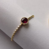 Milgrain Bezel Ruby Engagement Ring – Small Beaded stacking Ruby Ring – Simple genuine Ruby Ring - Natural July Birthstone Solid Gold Ring