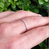 Thin Half Eternity Pave Diamond Band – 1.2 mm Dainty Diamond Wedding Band