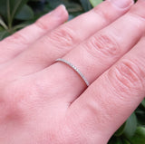 Thin Half Eternity Pave Diamond Band – 1.2 mm Dainty Diamond Wedding Band