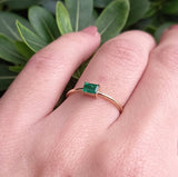 Simple Genuine Colombian Emerald Baguette Ring